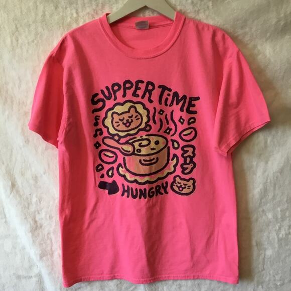 Port & Company Pink "Suppertime Hungry" T-Shirt - Picture 2 of 5
